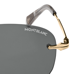 Rectangular Sunglasses with Gold Coloured Metal Frame