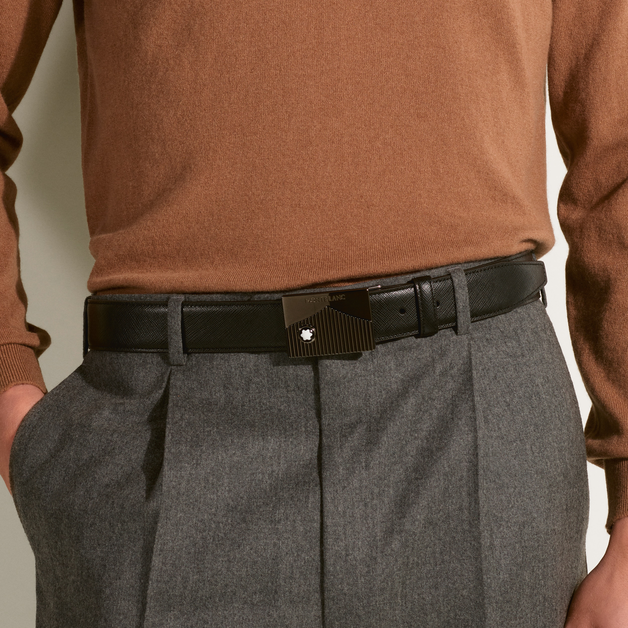 Black 35 mm leather belt - 2