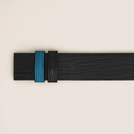 Smoky blue/black 35mm reversible leather belt