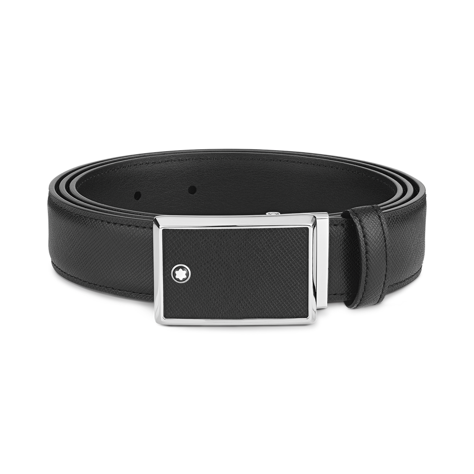Black 30 mm leather belt - 1