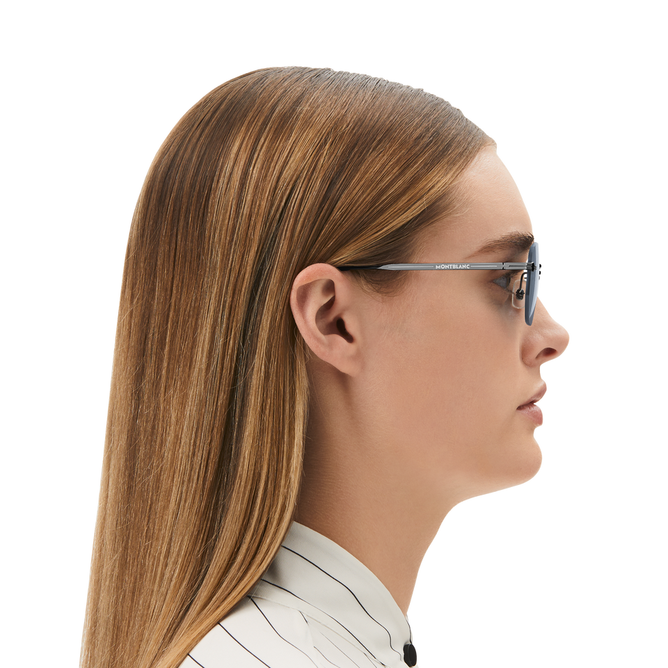 Rectangular Sunglasses with Silver Coloured Metal Frame - 5