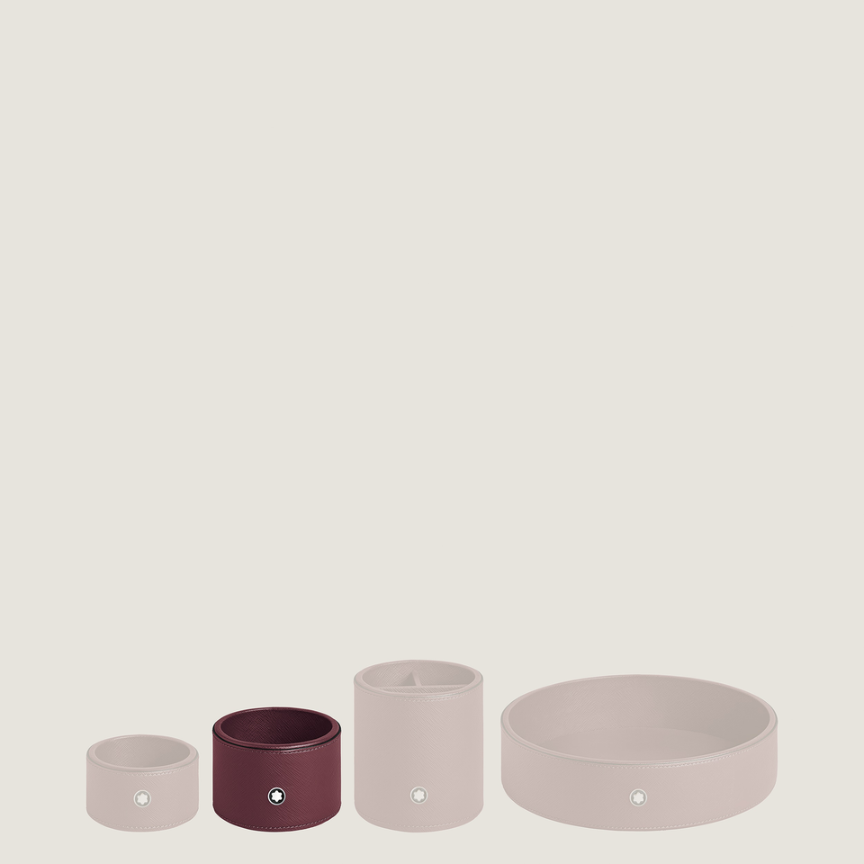 Round Desk tray in Cassis Leather (Small) - 2