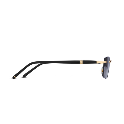 Rectangular Sunglasses with Gold Coloured Metal Frame