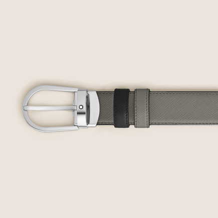 Horseshoe buckle Medium/black 30mm reversible leather strap