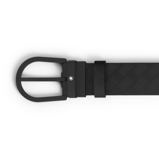 Horseshoe buckle black 35 mm leather belt - 3