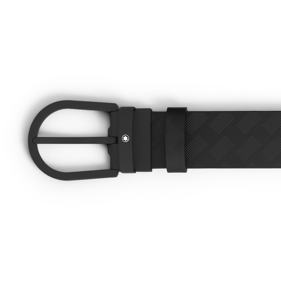 Horseshoe buckle black 35&nbsp;mm leather belt - 3
