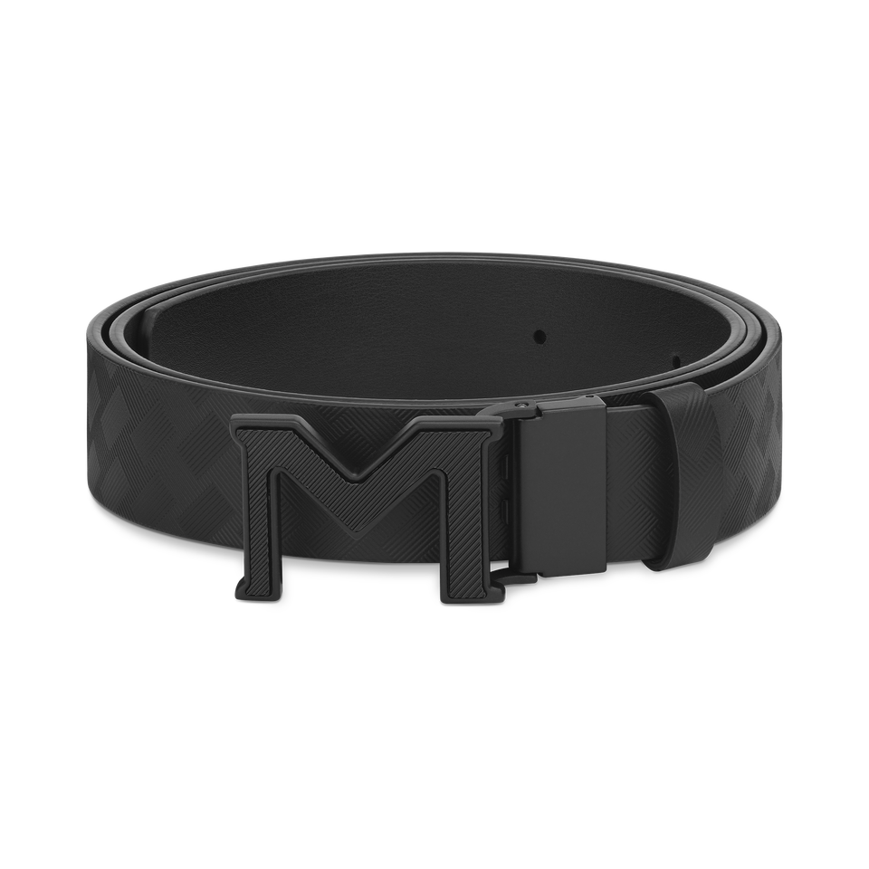 M buckle Extreme 3.0 black/plain black 35 mm reversible leather belt - 1