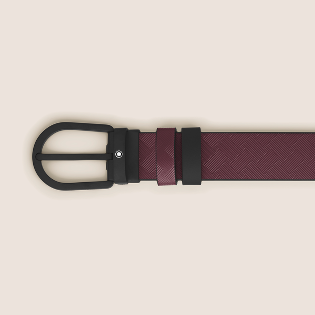 Horseshoe buckle cassis/black 30mm reversible leather strap - 3