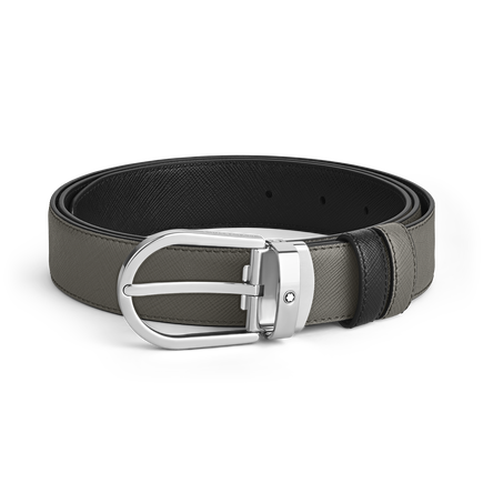 Horseshoe buckle Medium/black 30mm reversible leather strap