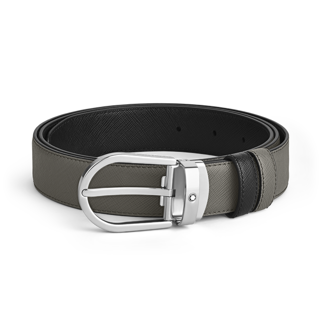 Horseshoe buckle Medium/black 30mm reversible leather strap - 1