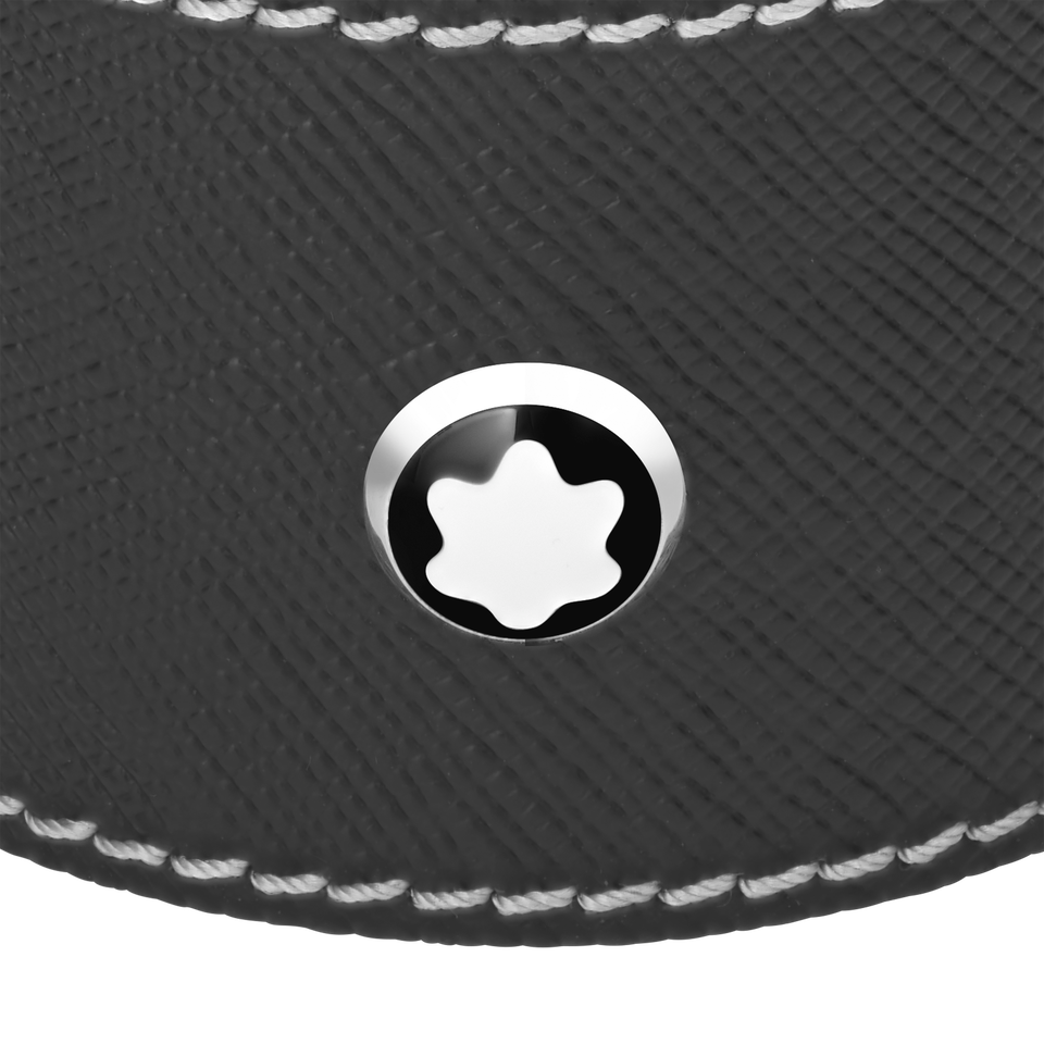 Round desk tray in black leather (Small) - 3