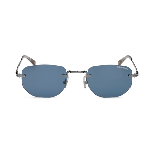 Rectangular Sunglasses with Silver Coloured Metal Frame