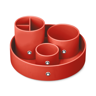 Round desk tray in coral lacquer (Small)