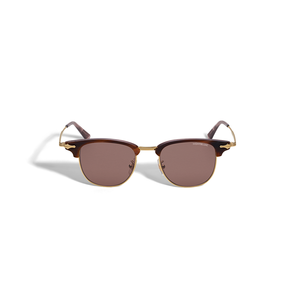 Rectangular Sunglasses Gold Coloured Metal Frame  - 1