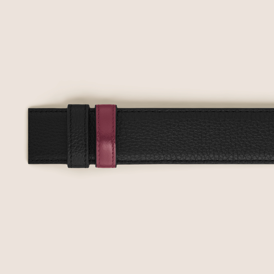 Black/cassis 35mm reversible leather belt - 3