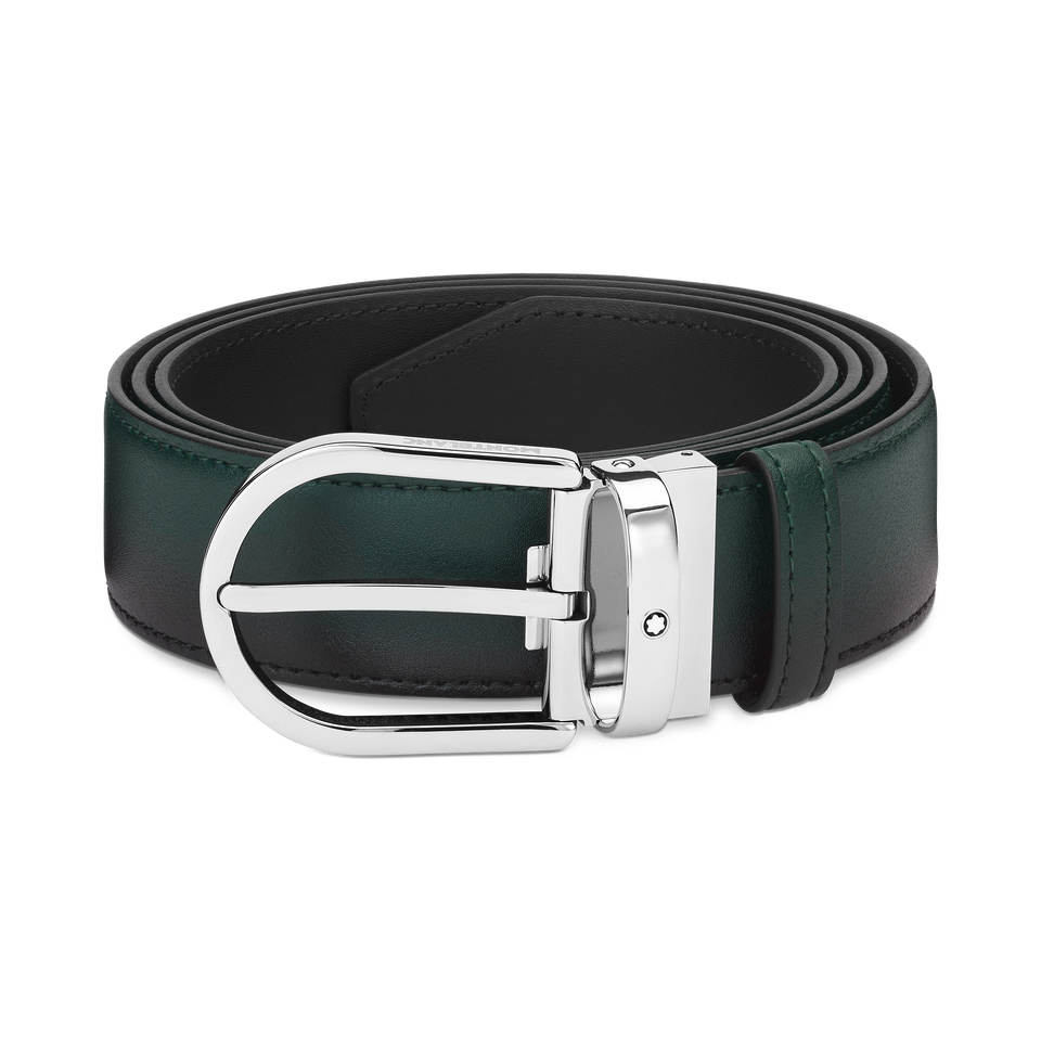 Horseshoe buckle sfumato British green 35mm leather belt - 1