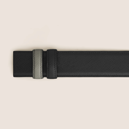 Medium grey/black 35mm reversible leather belt