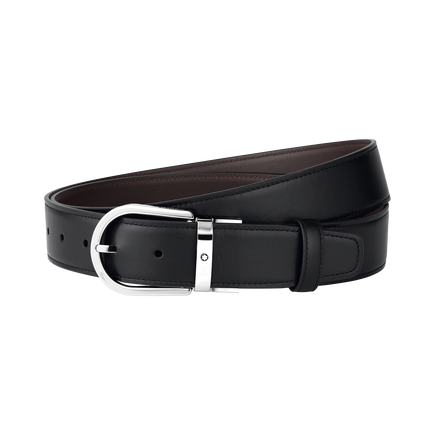Horseshoe buckle black/tan 35 mm leather belt