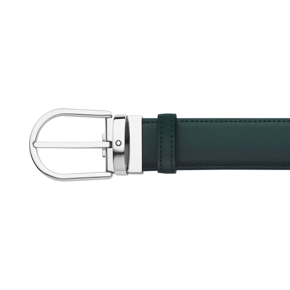 Horseshoe buckle sfumato British green 35mm leather belt - 3
