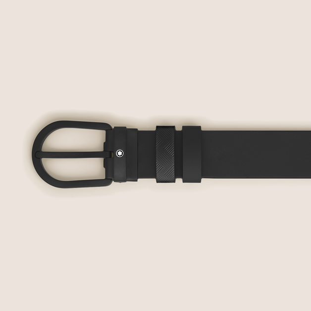 Horseshoe Buckle Black/Black 30 mm Reversible Leather Strap - 2