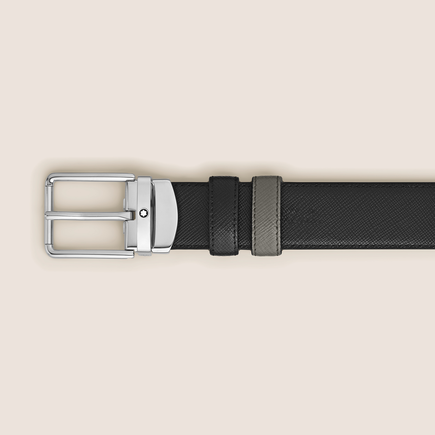 Medium grey/black 30 mm reversible leather strap