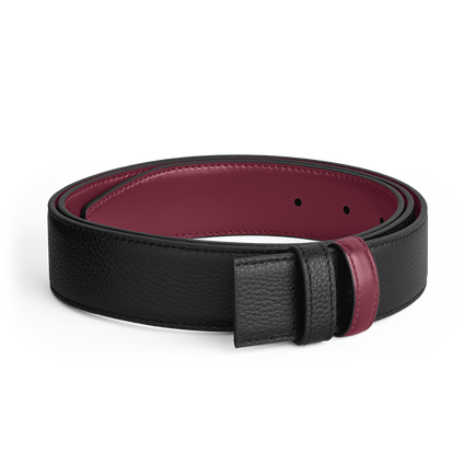 Black/cassis 35mm reversible leather belt