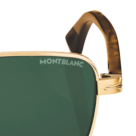 Rectangular sunglasses with Gold Coloured Metal Frame