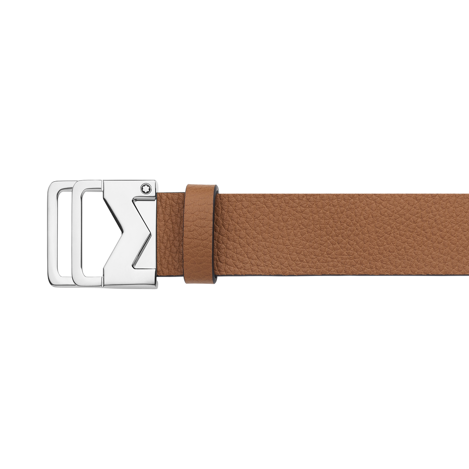 Grainy caramel 35mm leather belt - 3