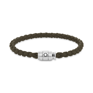 Large Soft Leather Khaki Bracelet