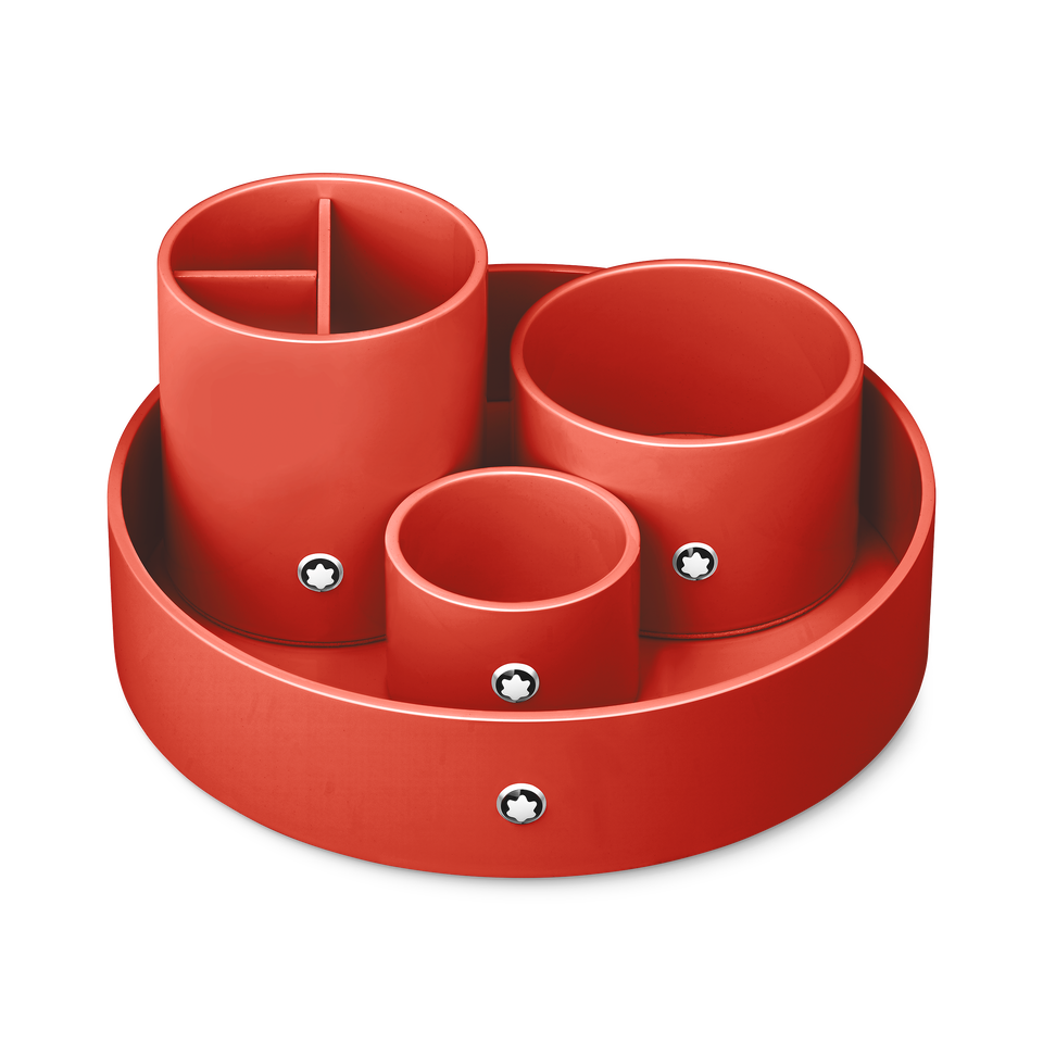 Round pen holder in coral lacquer - 1