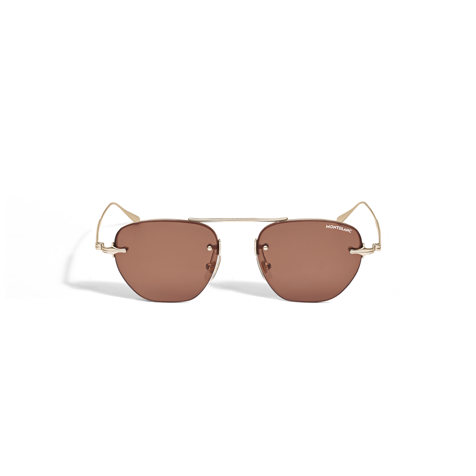 Oval Sunglasses with Gold Colored Metal Frame - 1