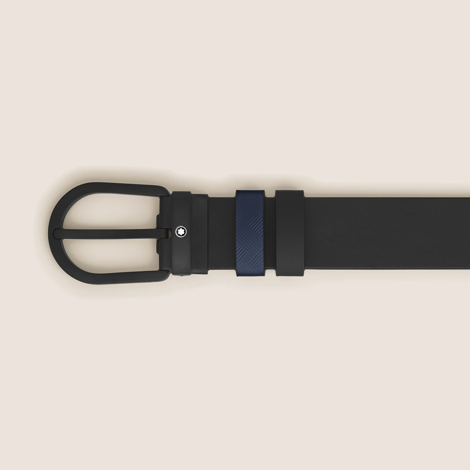 Horseshoe Buckle Ink Blue/Black 30&nbsp;mm Reversible Leather Strap - 2
