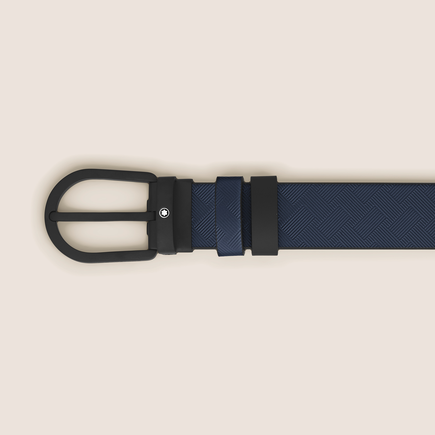 Horseshoe Buckle Ink Blue/Black 30 mm Reversible Leather Strap