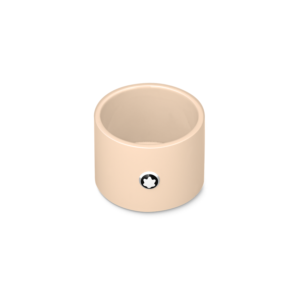 Round Desk Tray in Ivory Lacquered Wood (Small) - 1