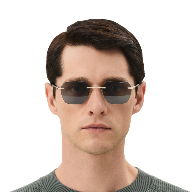 Squared Sunglasses with Gold Coloured Metal Frame - 4