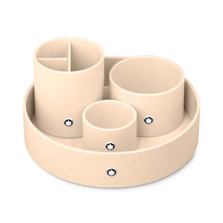 Round Pen Holder in Ivory Lacquered Wood 