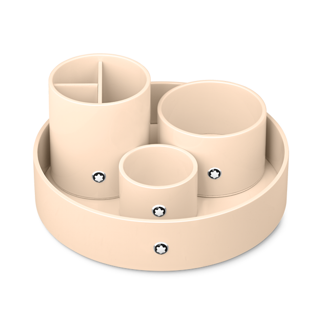 Round Pen Holder in Ivory Lacquered Wood  - 2