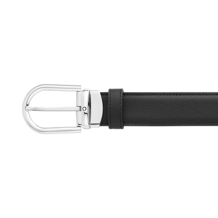 Horseshoe buckle black/brown 30 mm reversible leather belt