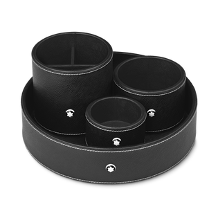Medium Round Desk Tray in Sartorial Leather