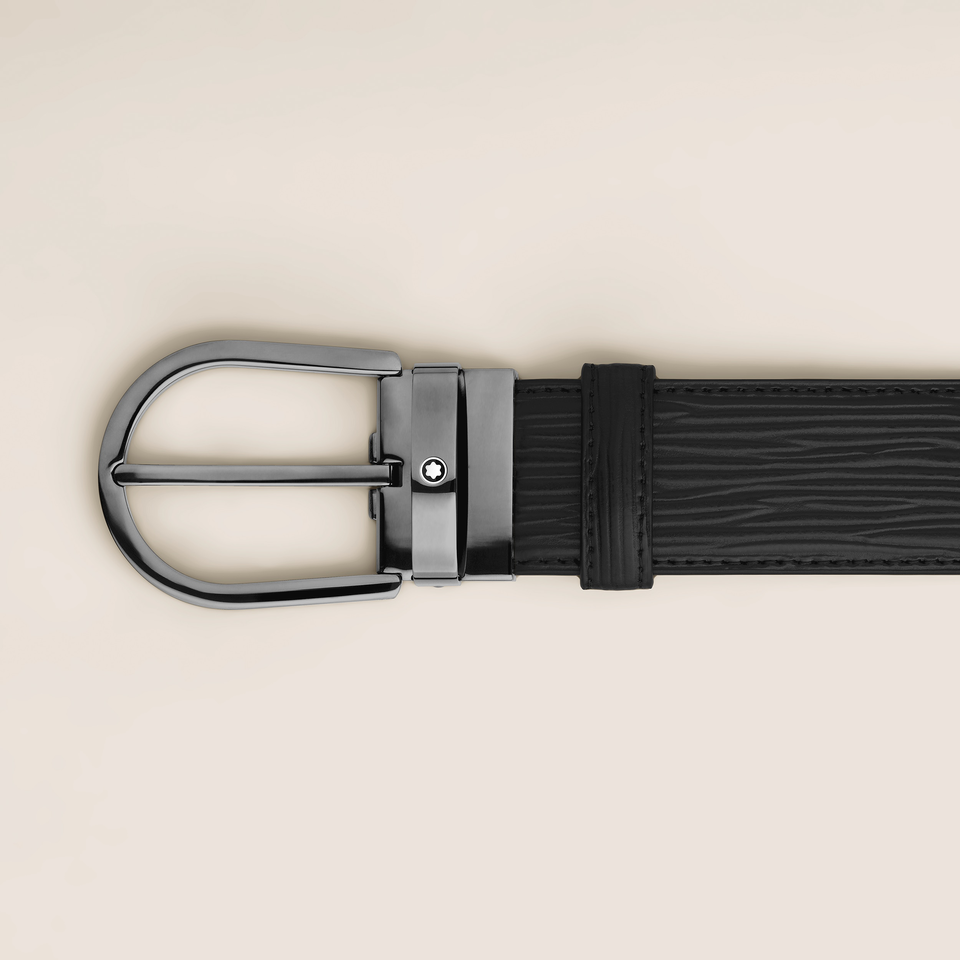 Horseshoe Buckle Black 35&nbsp;mm Leather Belt - 2