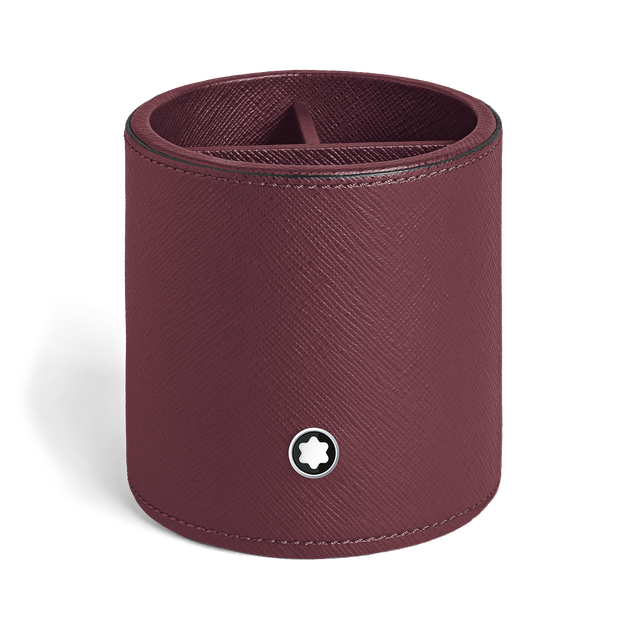 Round Pen Holder in Cassis Leather - 1