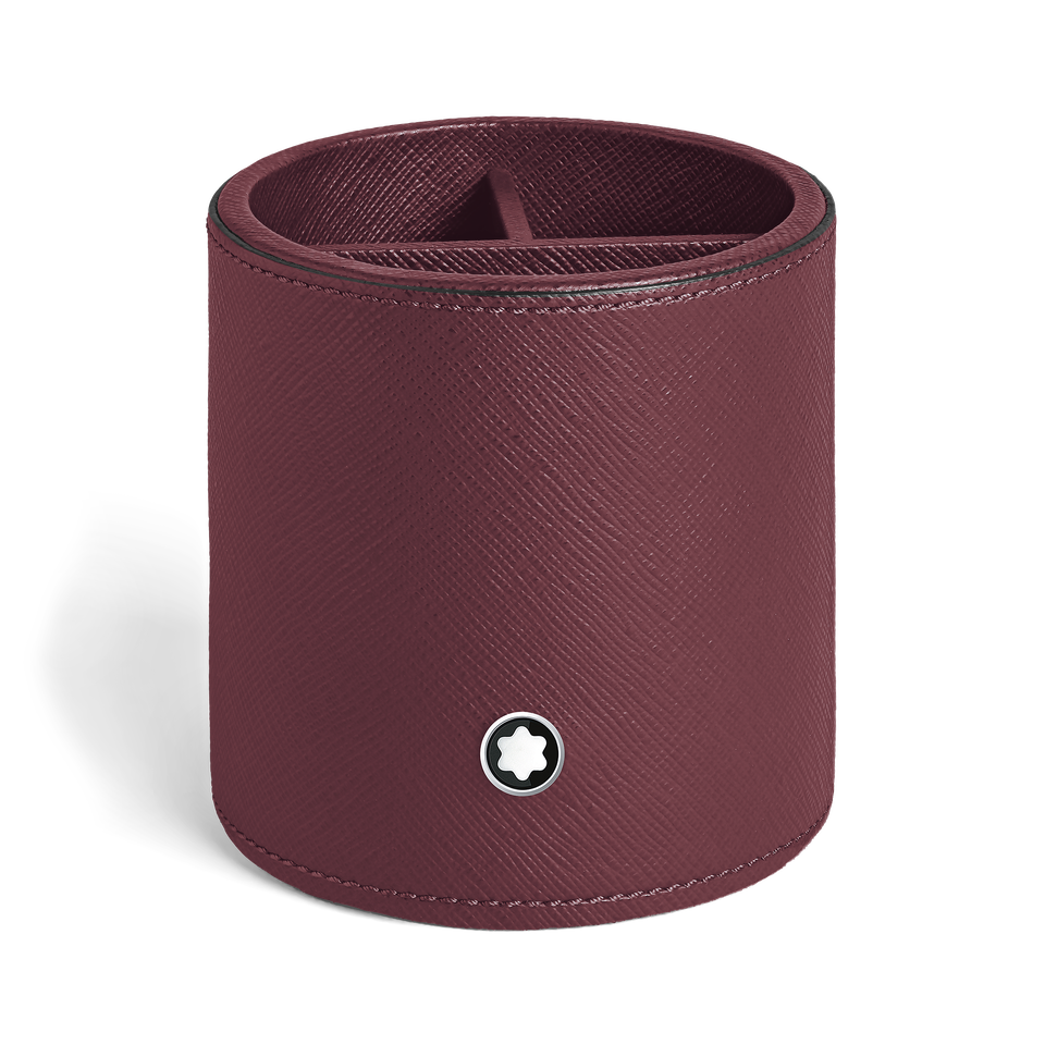 Round Pen Holder in Cassis Leather - 1