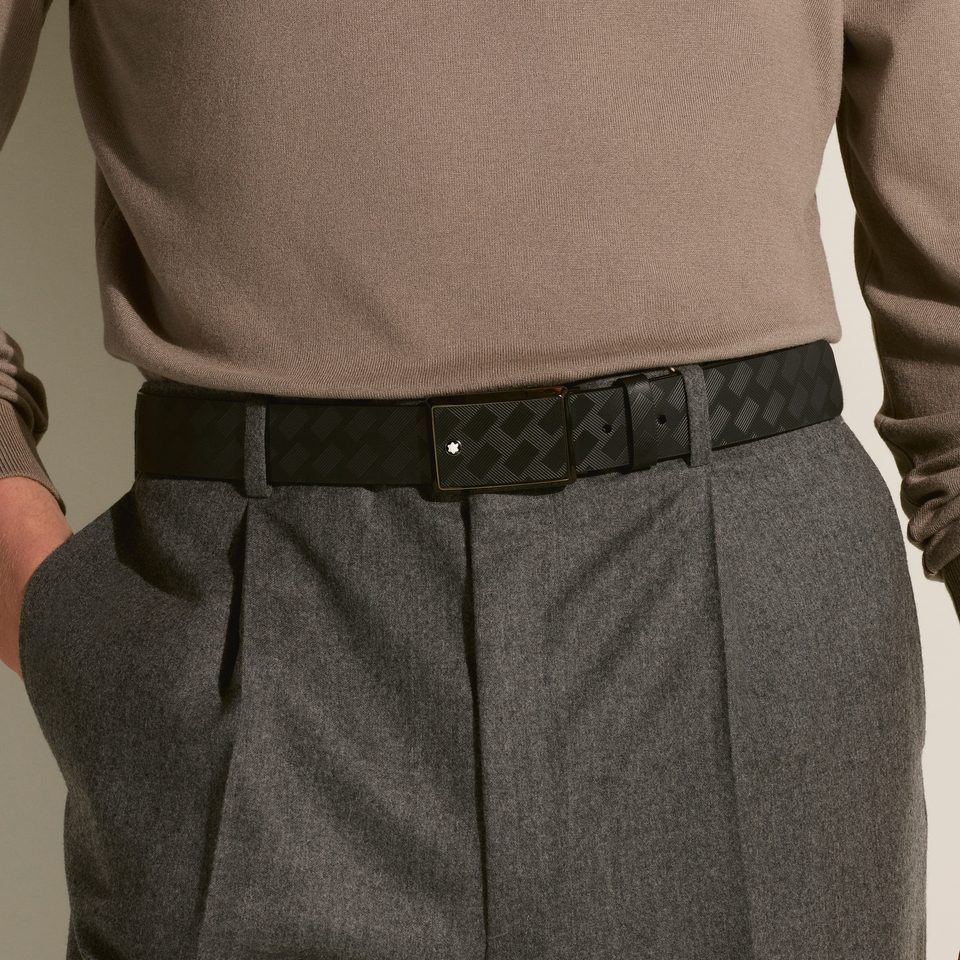 Black 35&nbsp;mm leather belt - 2