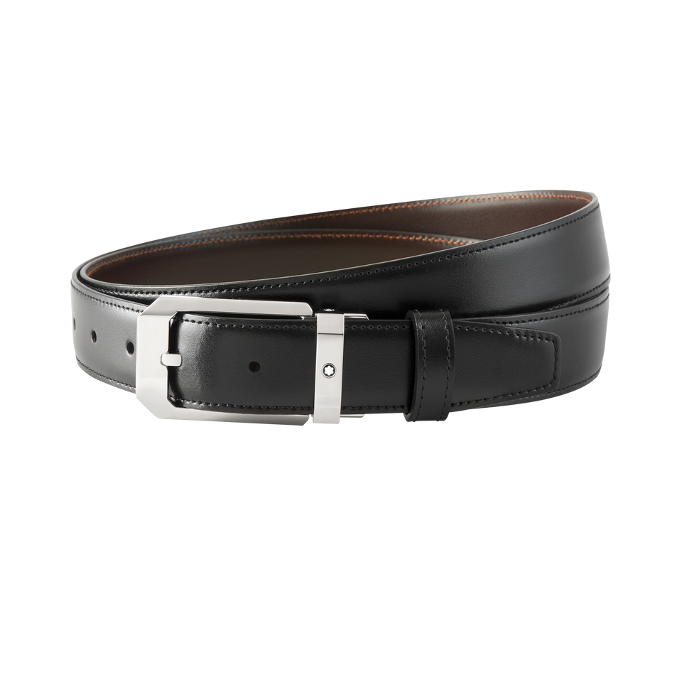 Black/brown 30 mm reversible leather belt - 1