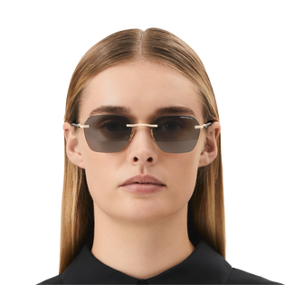 Squared Sunglasses with Gold Coloured Metal Frame