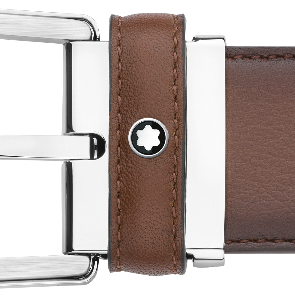 Horseshoe buckle brown 35 mm leather belt - 4