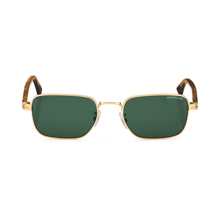 Rectangular sunglasses with Gold Coloured Metal Frame