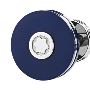 Round Cufflinks in Stainless Steel with Blue Resin