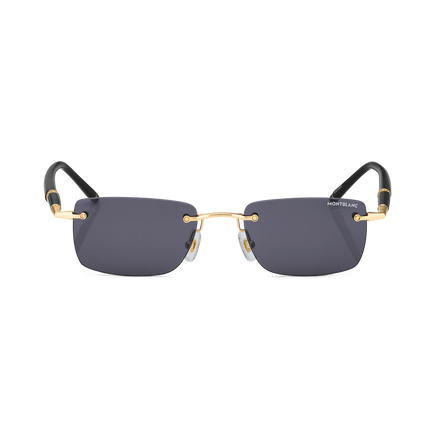 Rectangular Sunglasses with Gold Coloured Metal Frame