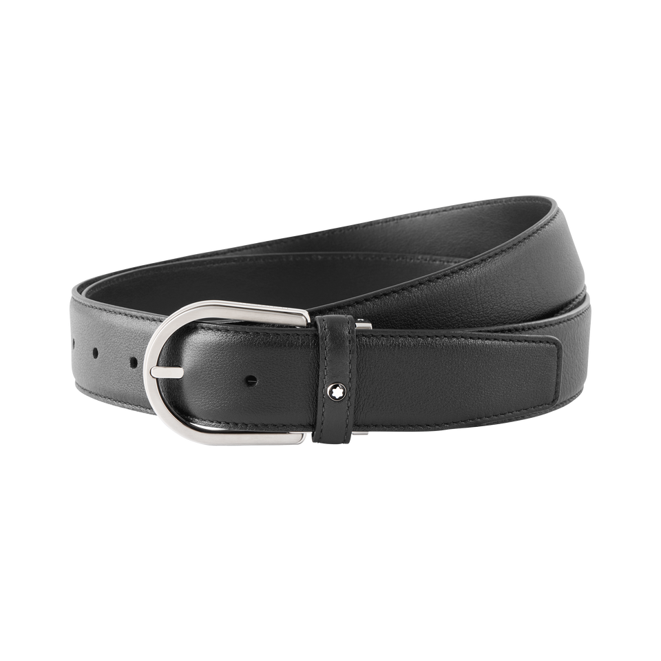 Horseshoe buckle gray 35 mm leather belt - 2